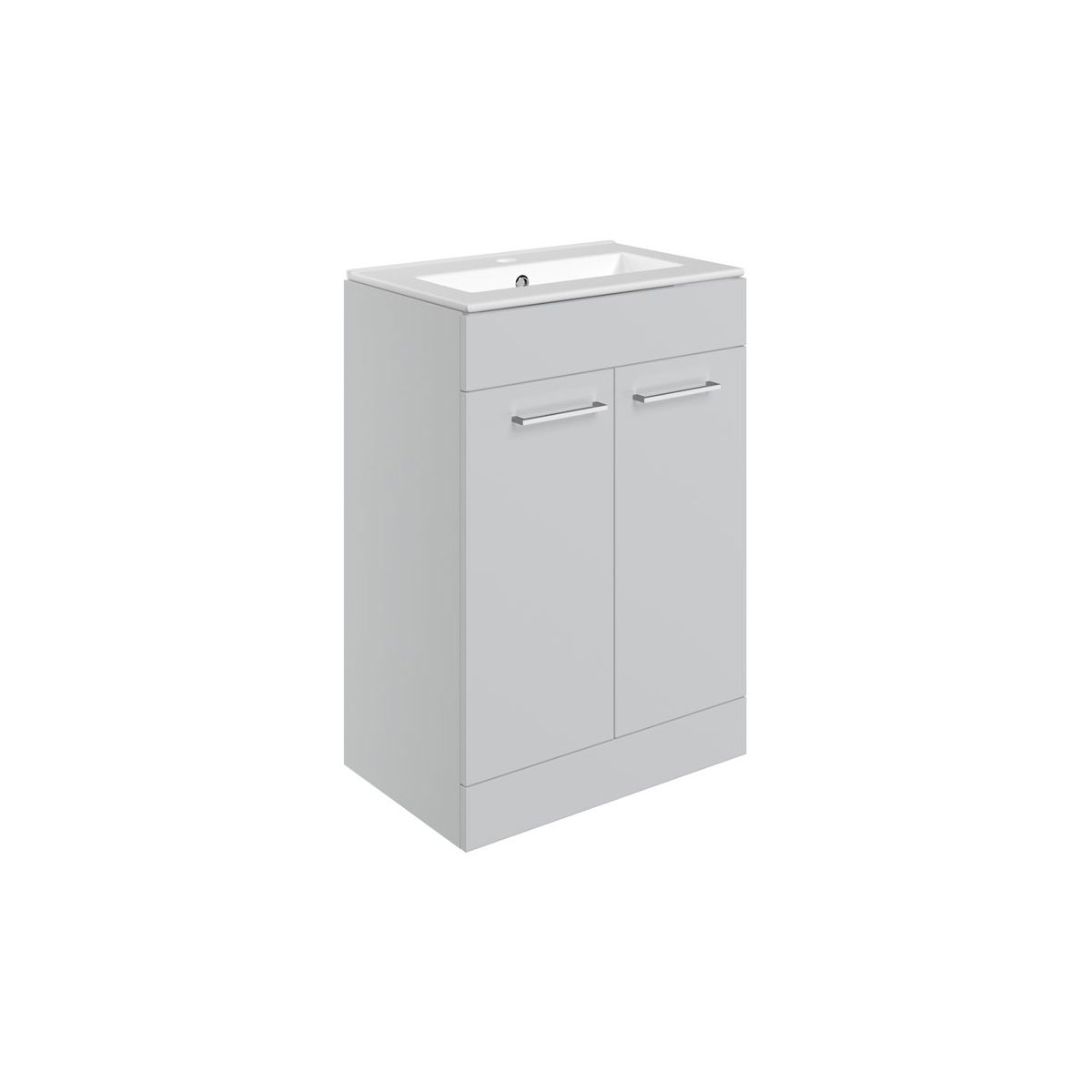 Turton 610mm Floor Standing 2 Door Basin Unit & 1TH Thin Edge Basin - Grey Gloss
