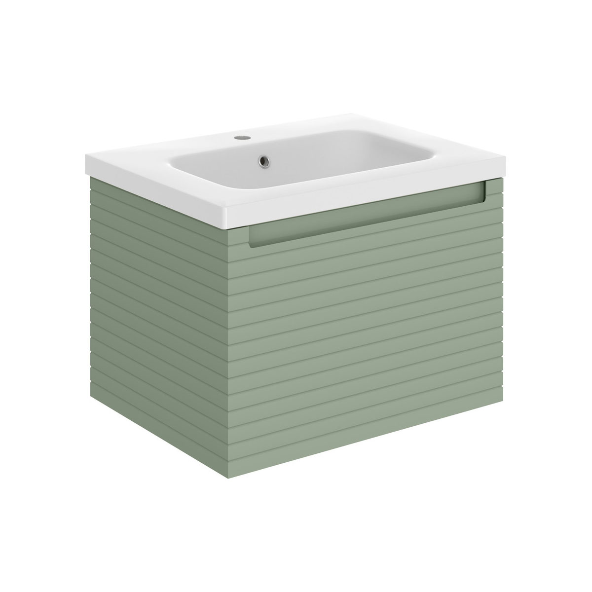 Springfield 615mm Wall Hung 1 Drawer Basin Unit & 1TH Basin - Matt Willow Green