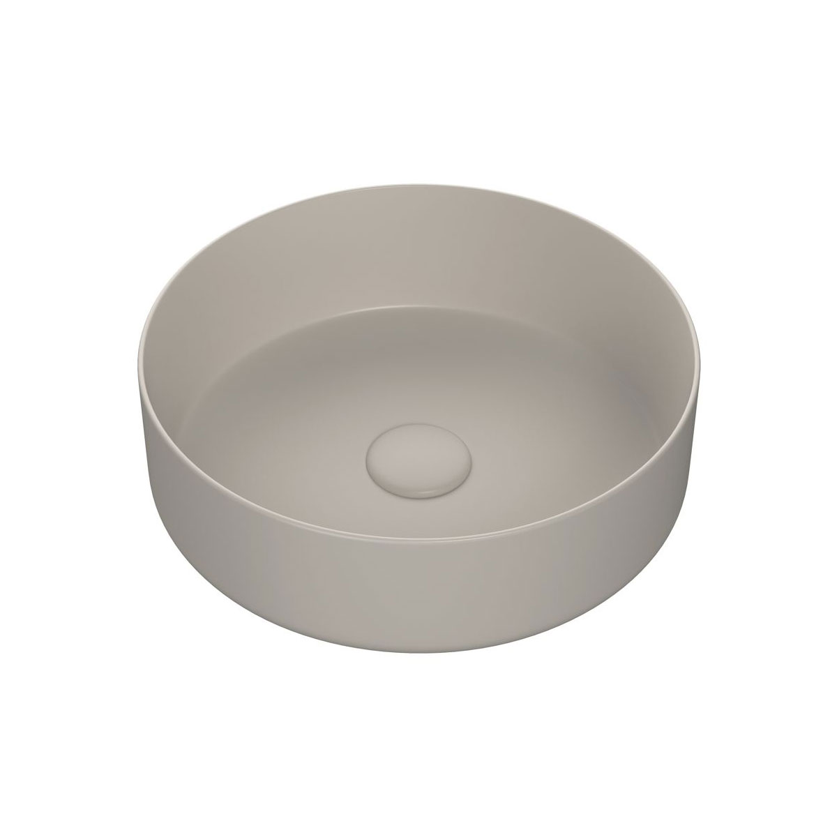 Aras 355mm Ceramic Round Washbowl & Waste - Matt Latte