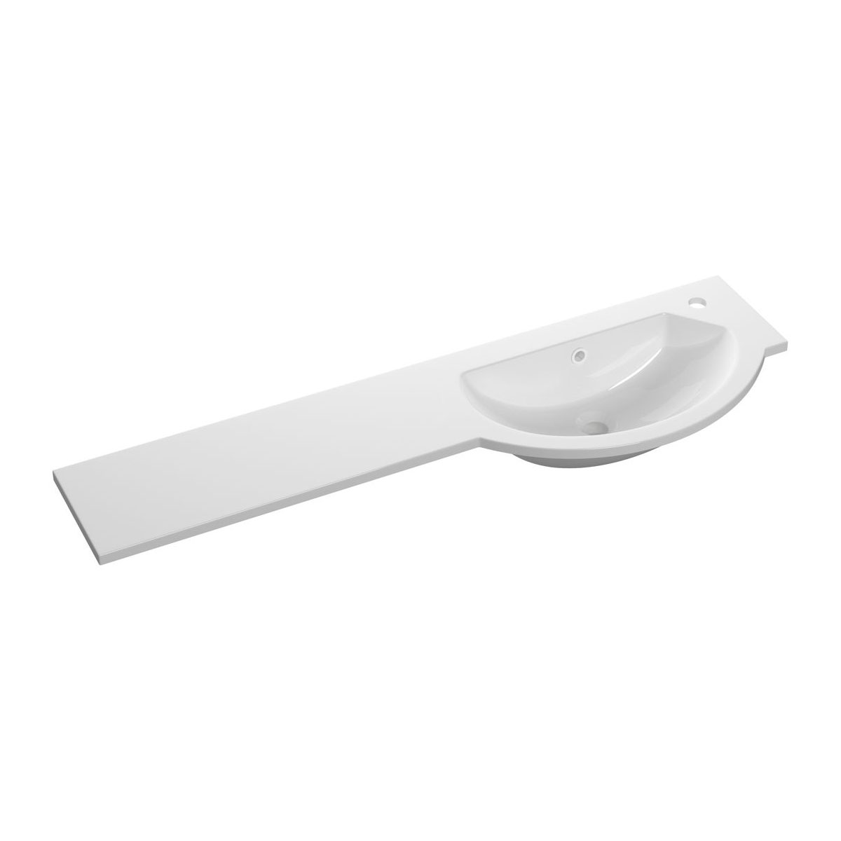 1244mm Slim Round One-Piece Basin & Overflow Ring - Right Hand