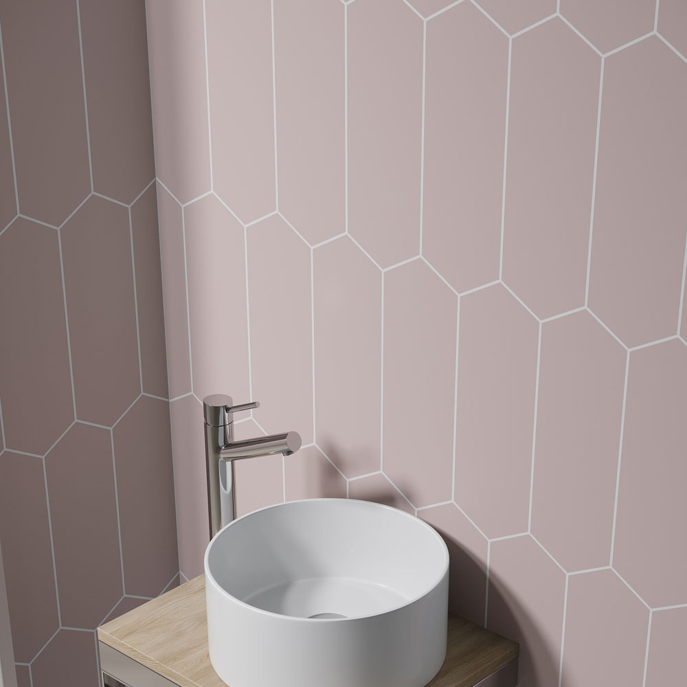 Fibo Urban - 2.4m x 0.6m Wall Panel - Dusky Pink (Elongated Hexagonal) - Single