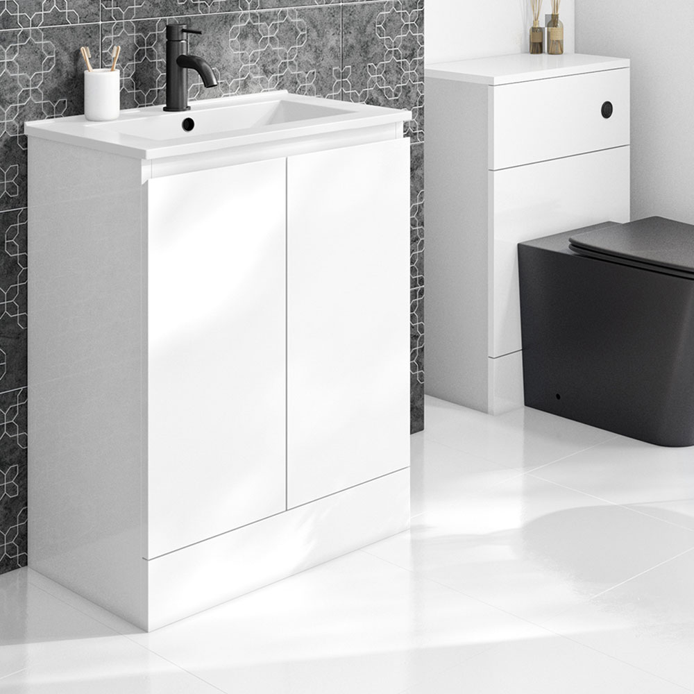 Waterproof 600mm White Vanity Unit with Basin