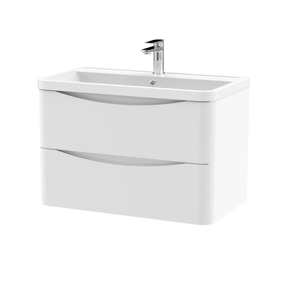 800mm W/H 2-Drawer Unit & Polymarble Basin - Satin White (ISLA004)