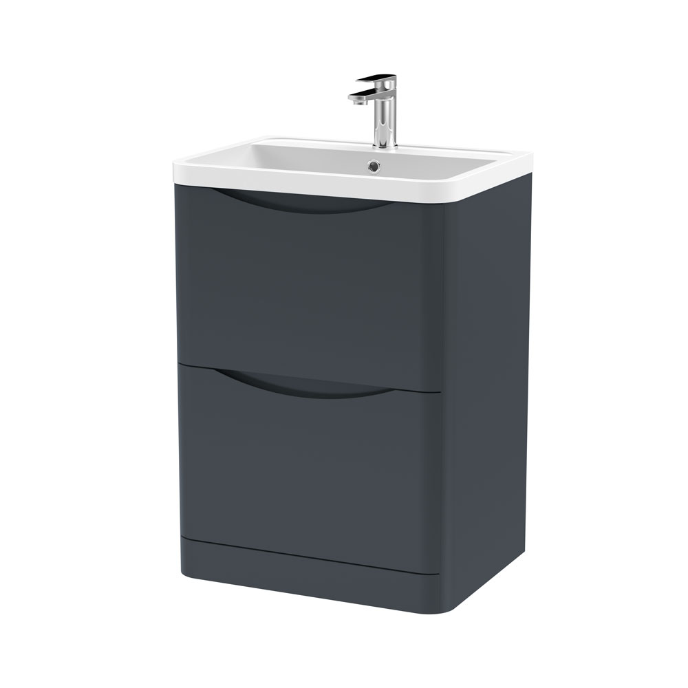 600mm F/S 2-Drawer Unit & Polymarble Basin - Soft Black (ISLA005)