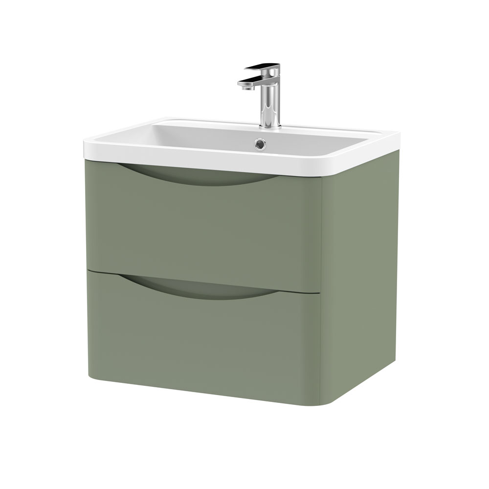 600mm W/H 2-Drawer Unit & Polymarble Basin - Satin Green (ISLA008)