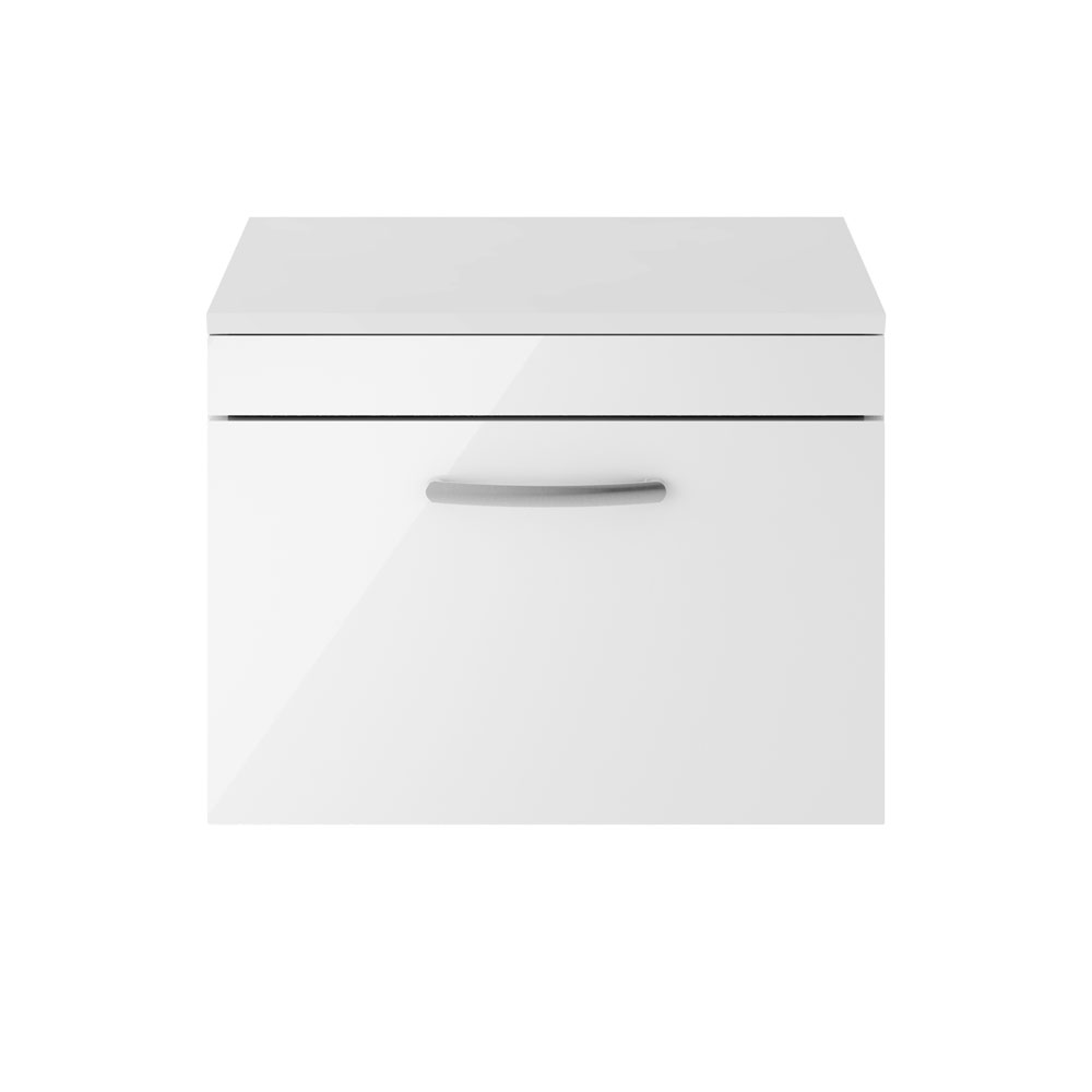 600mm WH Single Drawer Vanity & Worktop - Gloss White (KOS002)