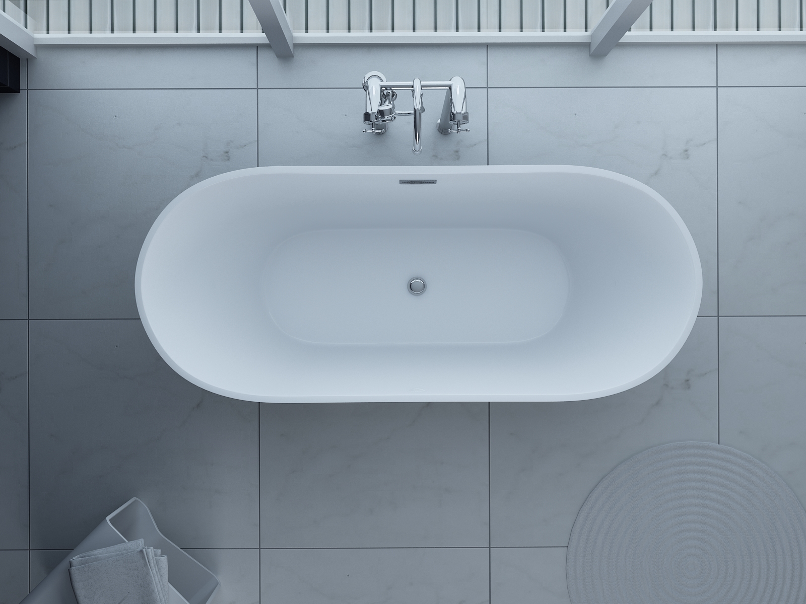Freestanding Modern Double Ended Thin Edge Bath 1600 x 800 mm - Lugano by Synergy