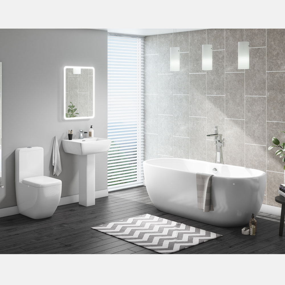 Freestanding Bath Suite With Basin, Pedestal & Toilet