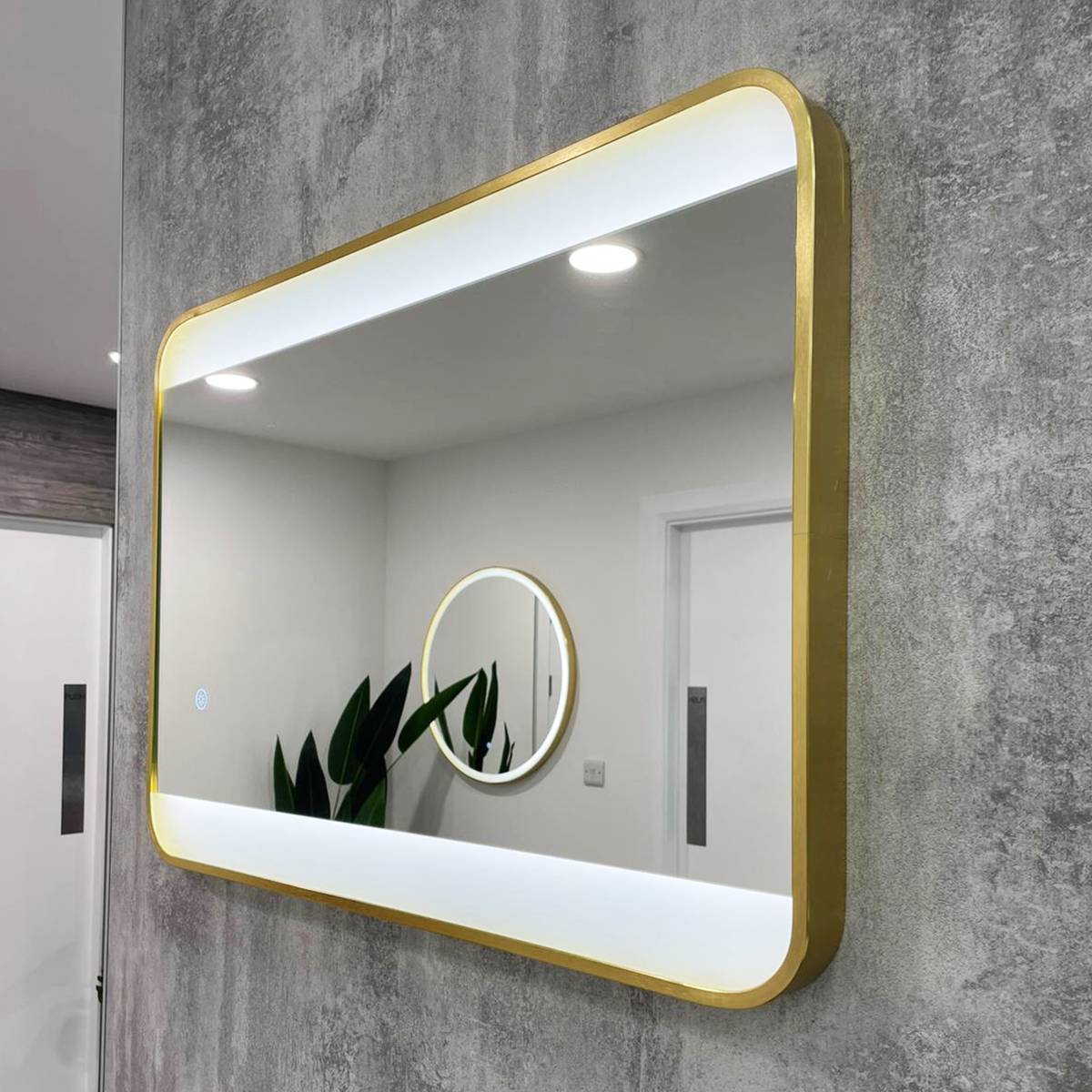 Brushed Brass 700mm x 500mm Backlit Mirror with Colour Change