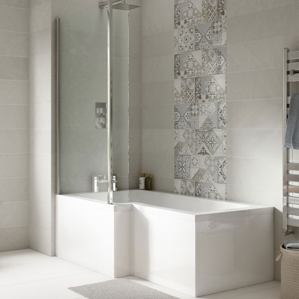 1500mm Left Hand Square Shower Bath Bundle (Includes Bath, Screen & Front Panel) - LBATH1500LH