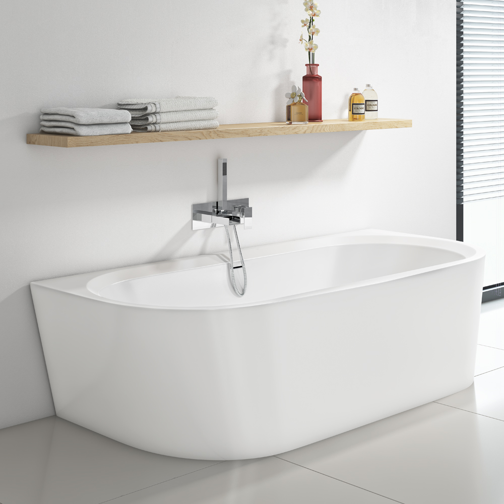 1800mm D Shape Freestanding Back To Wall Bath