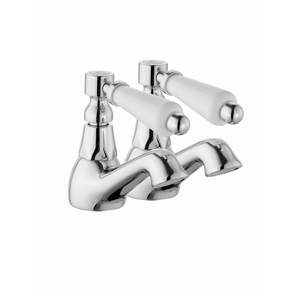 Pair Of Bath Taps - Tre Mercati Victoria Bianco