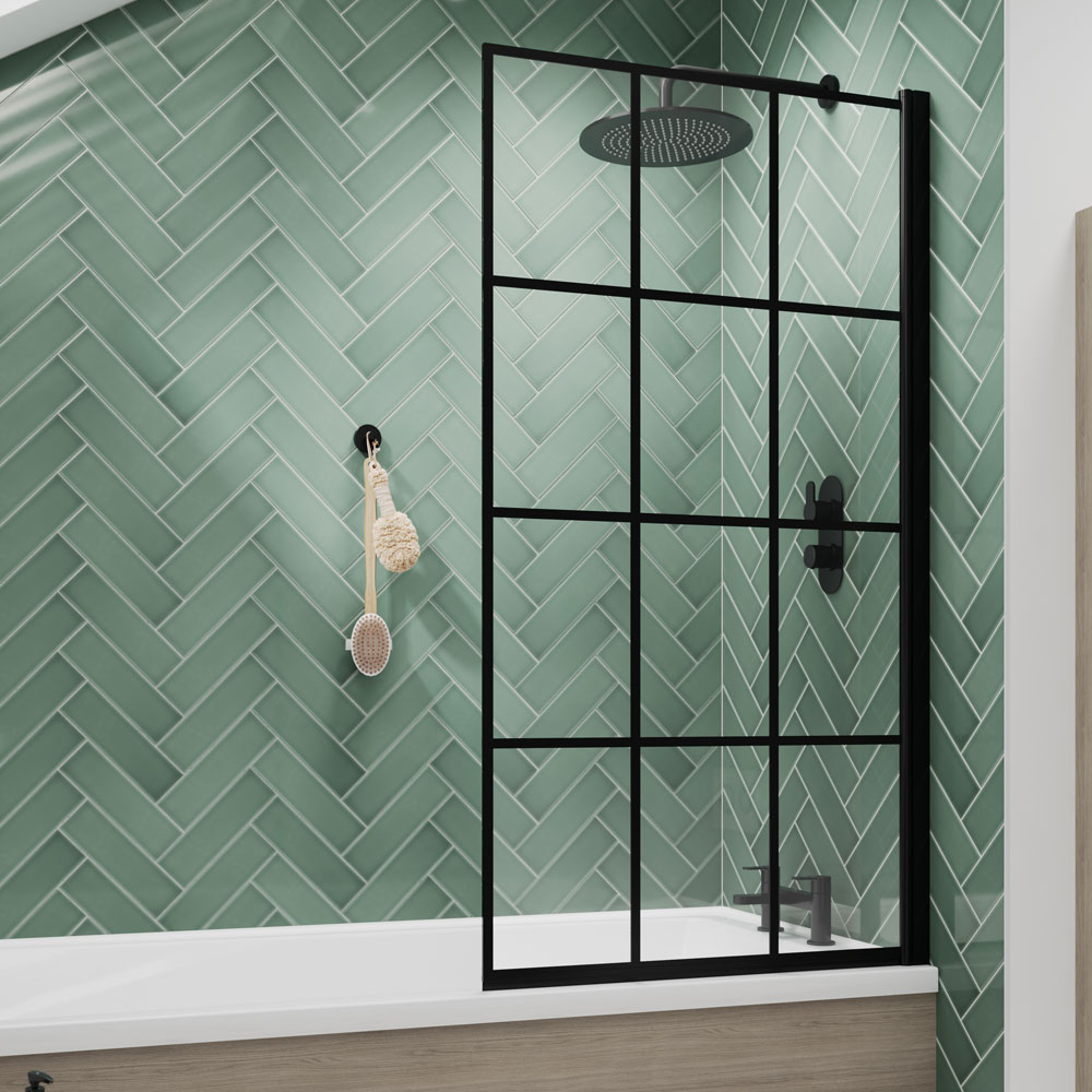 Square Black Framed Bath Screen - V-NSSQBF