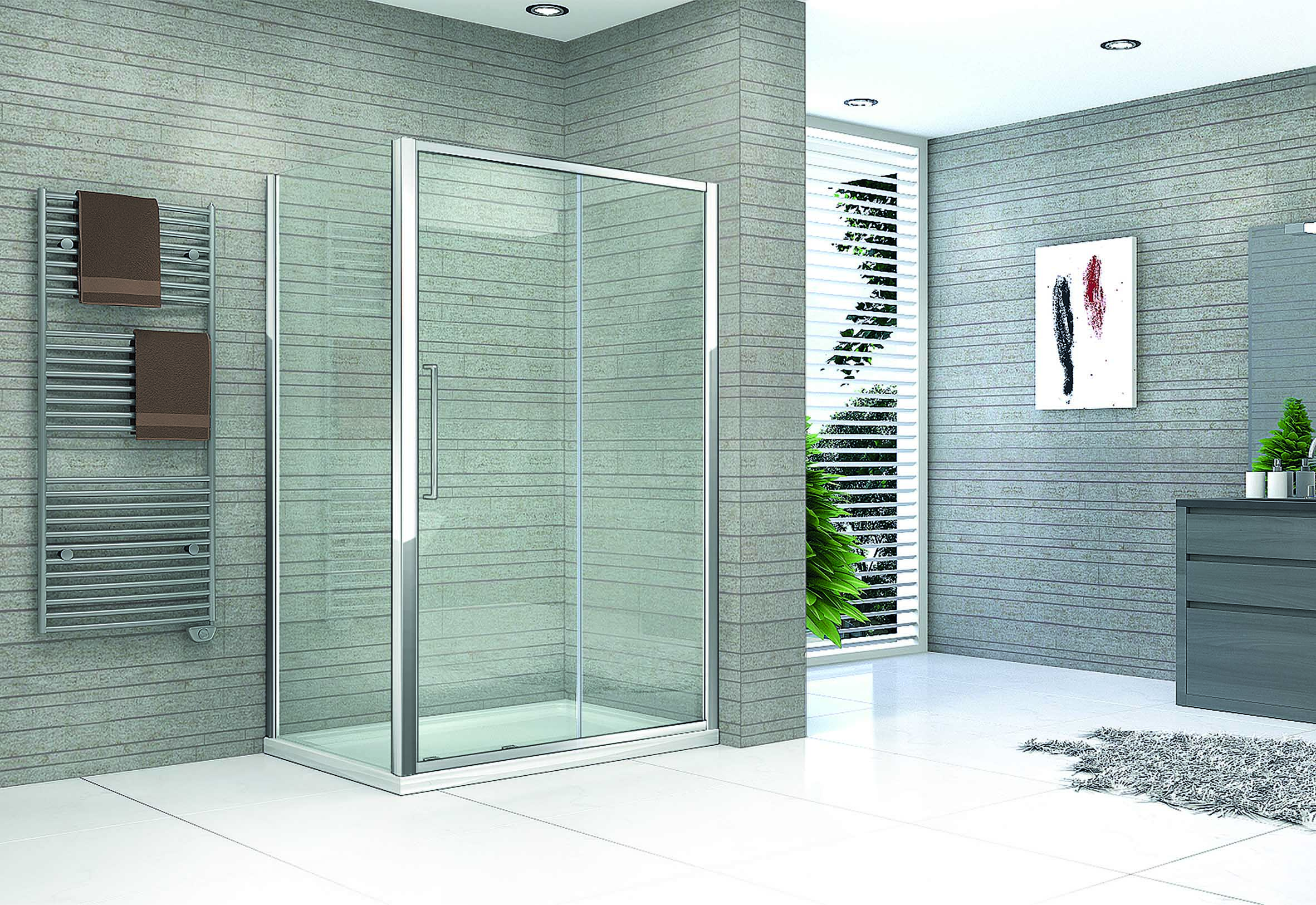 Framed Sliding Shower Door 1400mm - Kaso 8 by Voda Design (8mm Thick)