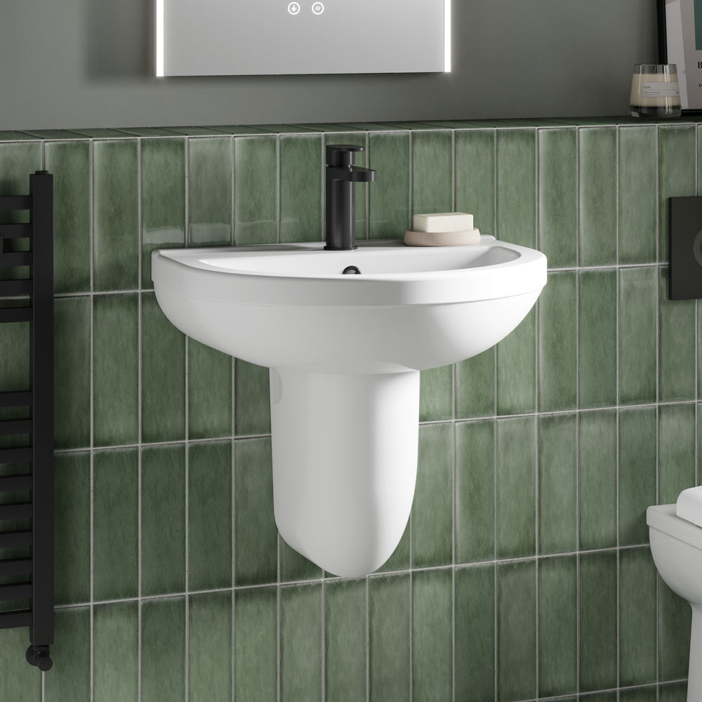 550mm Basin 1TH & Semi Pedestal-VSEMI3