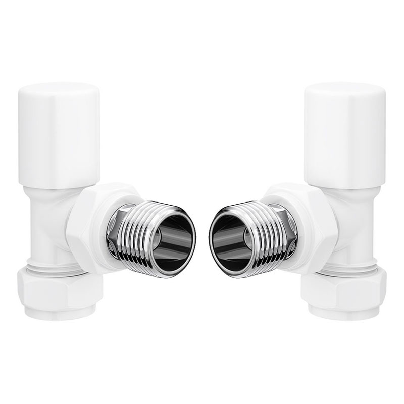 Patterned White Radiator Valves - Angled
